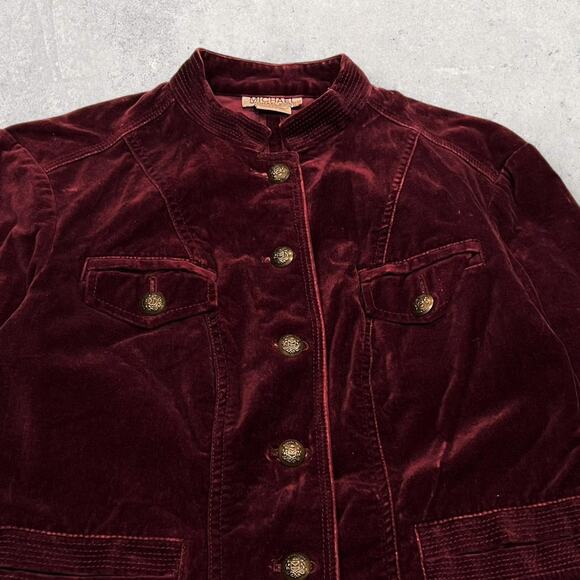 ★ Michael Kors Velvet Burgundy Fitted Military Style Jacket ★ - Picture 2 of 7